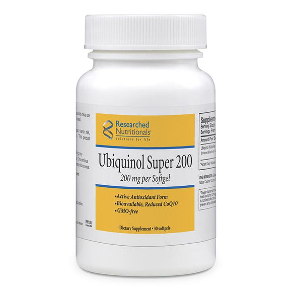 Ubiquinol Super 200 - GMO free - 30 softgels Researched Nutritionals