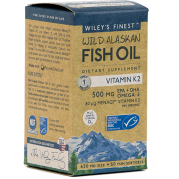 Wild Alaskan Fish Oil Vit K2 60 softgels Wiley's Finest